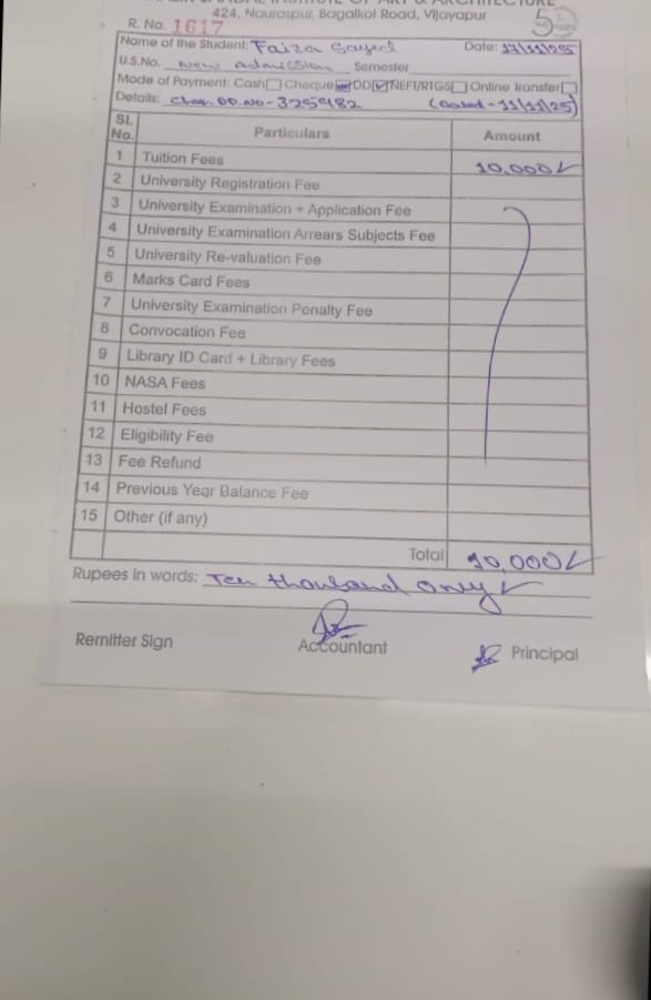 Architecture student fees