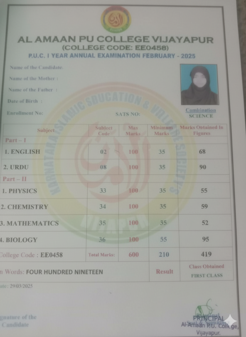 PUC First Year science student